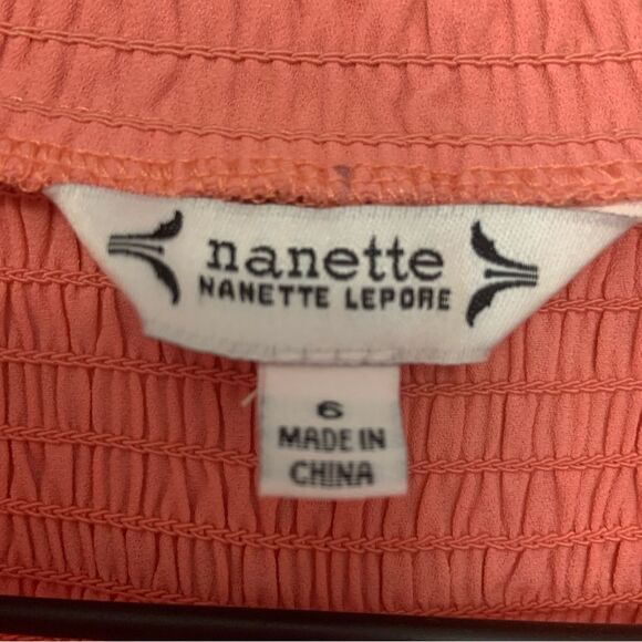 NANETTE LAPORE Women’s Light Flamingo Chiffon Smocked Waist Dress Size 6 - Picture 11 of 12